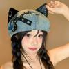 Sweet and Cool Cat Ear Hat Spring and Autumn American Retro Hat Female Yk Casual Versatile Denim Octagonal Hat