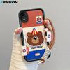 KEYSION Мультяшный милый плюшевый чехол с вышивкой для iPhone XS Max X XS со шнурком Мягкий силиконовый противоударный чехол для задней панели телефона для iPhone XR