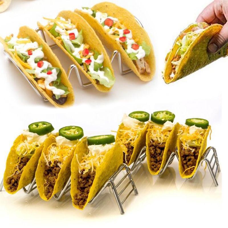 Premium Food Grade Stainless Steel U-shaped 2-slot Taco Rack For Tables