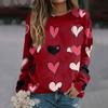Женская повседневная модная блузка с длинным рукавом и круглым вырезом с принтом ко Дню святого Валентина