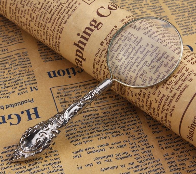 Russian Style 5X Gold Glass Lens Flower Handle High-grade Reading Magnifying Glass Embossed Handle