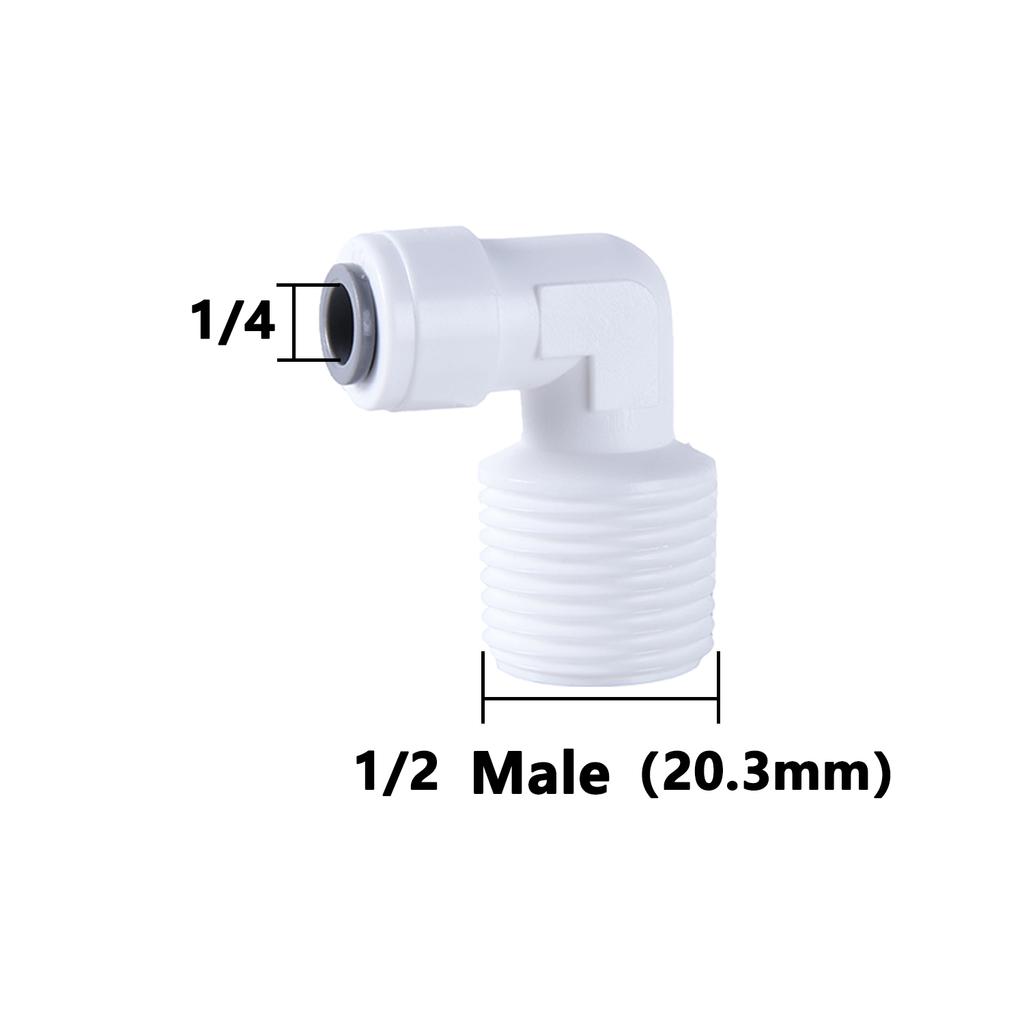 10 шт. коленчатый фитинг для обратного осмоса, 90 градусов, наружная резьба, внутренняя резьба 1/4 3/8, шланг POM, быстроразъемный фитинг для аквариума, детали фильтра обратного осмоса