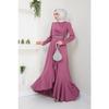 Women's Clothing Evening Dress Fashion Skirt Flounced Belt Stoned Hijab Evening Dress 2497 Black