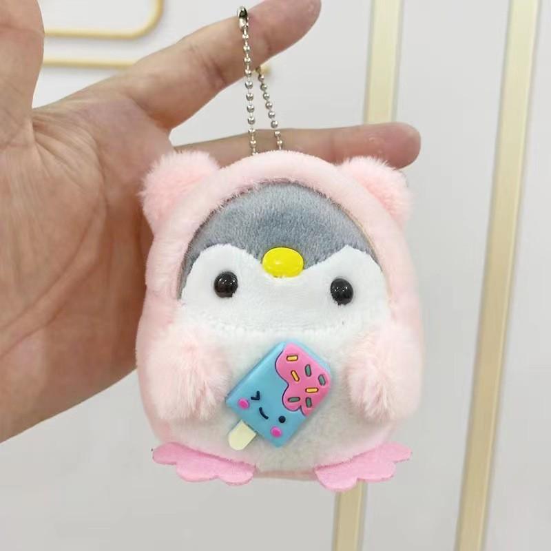 Adorable Penguin Plush Keychain Ice Cream Lollipop Style Bag Charm Stuffed Toy