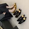 2025 New Pointed Metal Buckle Shallow Mouth Versatile Thin High Heel OL Commuter Work Women's Shoes