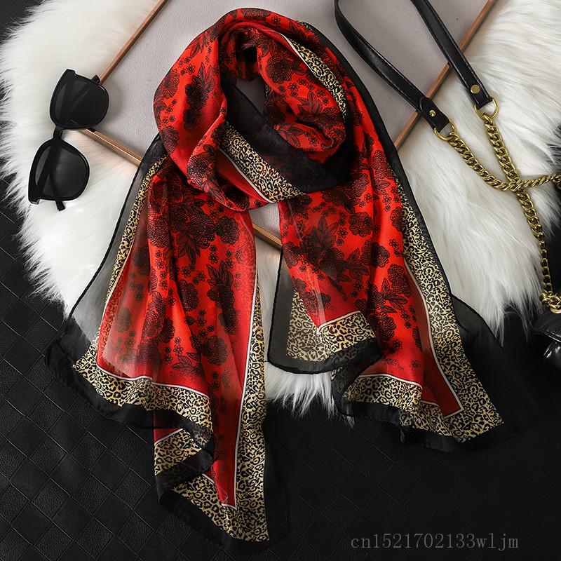 Fashion Printed Leopard Chiffon Hijab Scarf Women Pareo Lady Bandanas Beach Towels Summer Muslim Veil Wrap Female Foulard