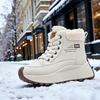 Женские кроссовки на толстой подошве с высоким верхом, утепленные флисом зимние ботинки, новая зимняя пушистая хлопковая обувь, теплая и увеличивающая рост спортивная обувь