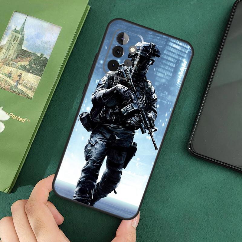 Tactical Swat Gear Pattern Case For Samsung Galaxy A16 A05 A06 A55 A35 A15 A53 A33 A13 A22 A32 A52 A14 A34 A54 Cover