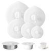 Translucent Silicone Lids, Set of 5, Drop-in Lids for Frying Pans, Cans, and Containers, Adhesive, Food Storage, Cold and Heat Resistant, Conv