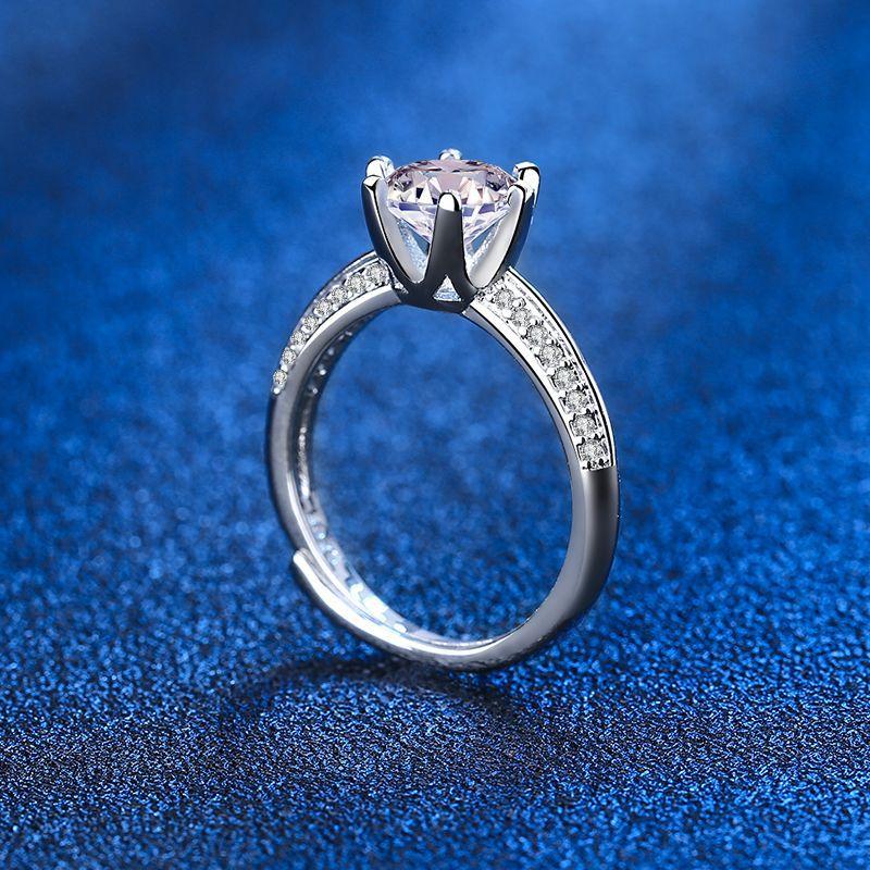 Простые модные кольца из стерлингового серебра 925 пробы с шестью когтями и цирконами из бисера, кольца на палец для женщин и девочек, обещание, подарок на День святого Валентина