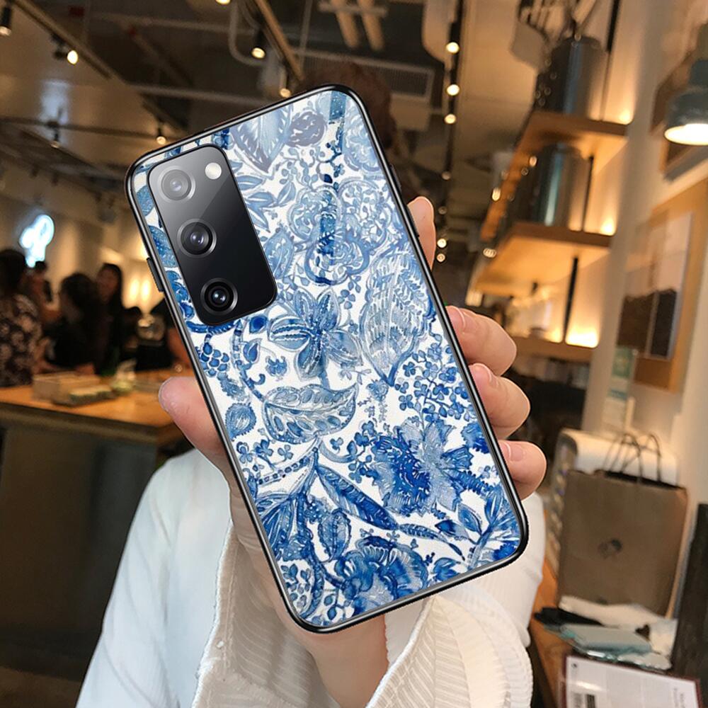Art Flowers Banana Leaf Tempered Glass Shell Phone Case For SamSung Galaxy S8 S9 S10E S20 S21 S5 S30 Plus S20 Fe 5G Lite Ult
