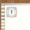Printtoo Alphabet T Monogram Initial Square Swirl Border Self Inking Rubber Stamp Office