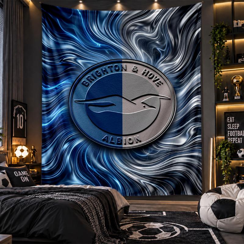 Wall Hanging Tapestry Brighton & Hove Albion Football Print Cloth for Living Room Bedroom Home Decor