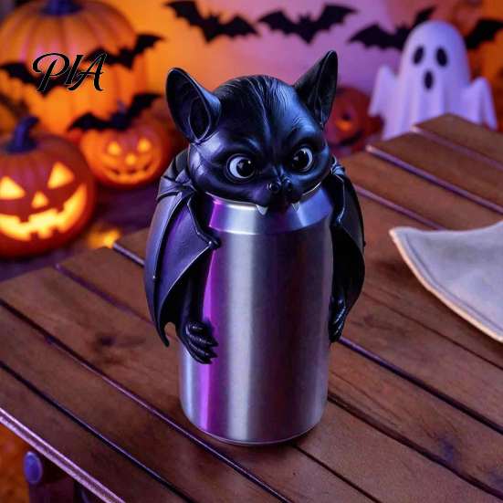 Standard Can Lids Bat Cover for Soda Cans, 3D Printed Reusable Drink Topper Protectors with Eyes & Wings, Novelty Dustproof Cap Parties Camping,