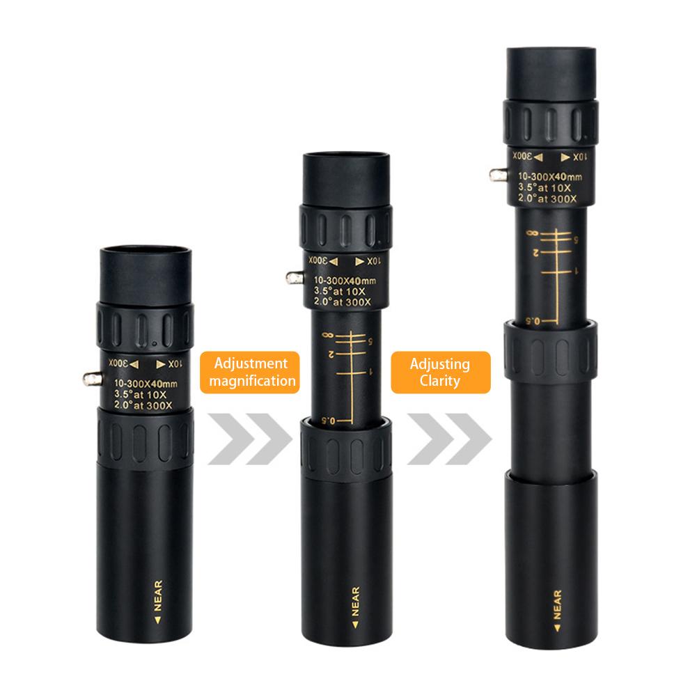 10-300X Zoom HD Портативный прочный монокулярный бинокль с большим радиусом действия Профессиональный телескоп Монокулярный телескоп с низким ночным видением для охоты