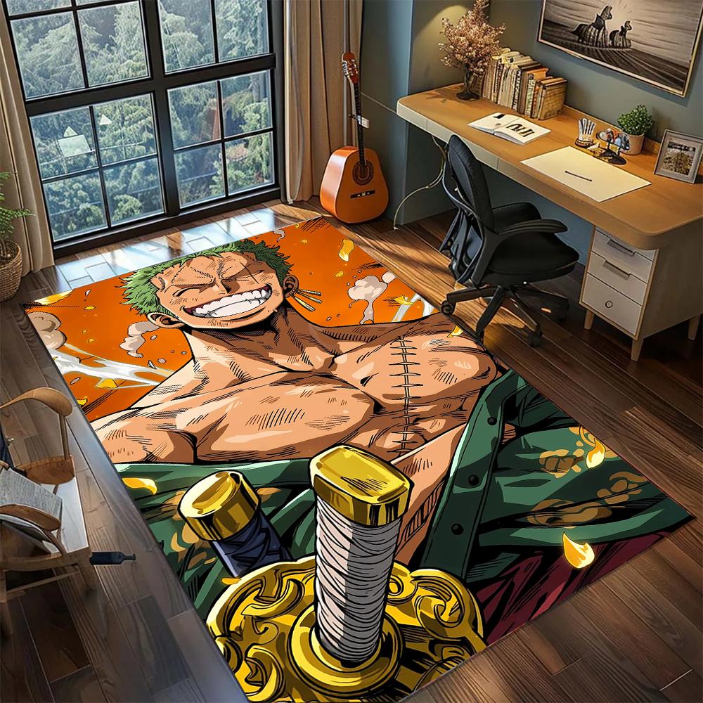 Roronoa Zoro Three Sword Style Santoryu Rug Carpet Large Area Rug Non Slip Washable Floor Mat Gamer Room Bedroom Home Decor