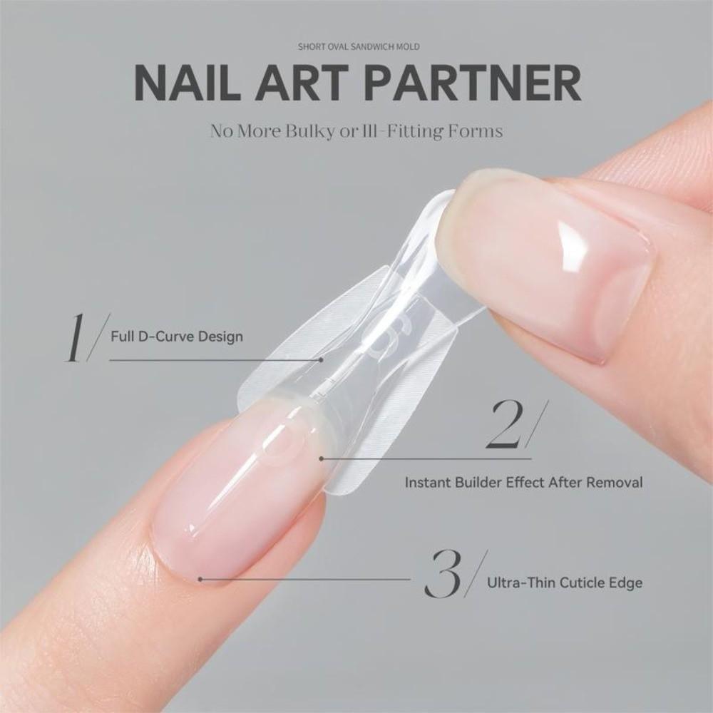 240pcs Ultra-Thin Nail Mold No-Trace Double-Sided Fake Nails New Sandwich Nail Forms DIY
