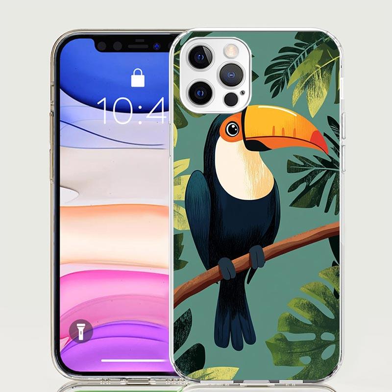 Чехол для телефона 'Тропический тукан' для iPhone 17 Air 16 15 Plus 11 14 Pro Max 13 Mini 12 7 8 + SE Художественный узор Индивидуальная крышка 17 Air 16