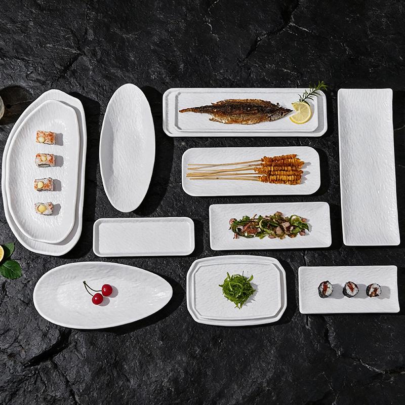 Długi talerz melaminowy na deser, zimne dania, grill, hot pot, sushi i do serwowania w restauracji