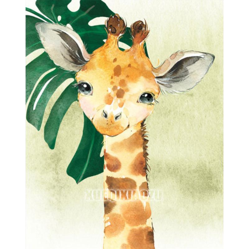 Мультяшное Животное Алмазная Живопись Растительный Лист Лев Зебра Жираф Слон Алмазная Вышивка Крестиком Подарок для Малышей Детей Домашний Декор