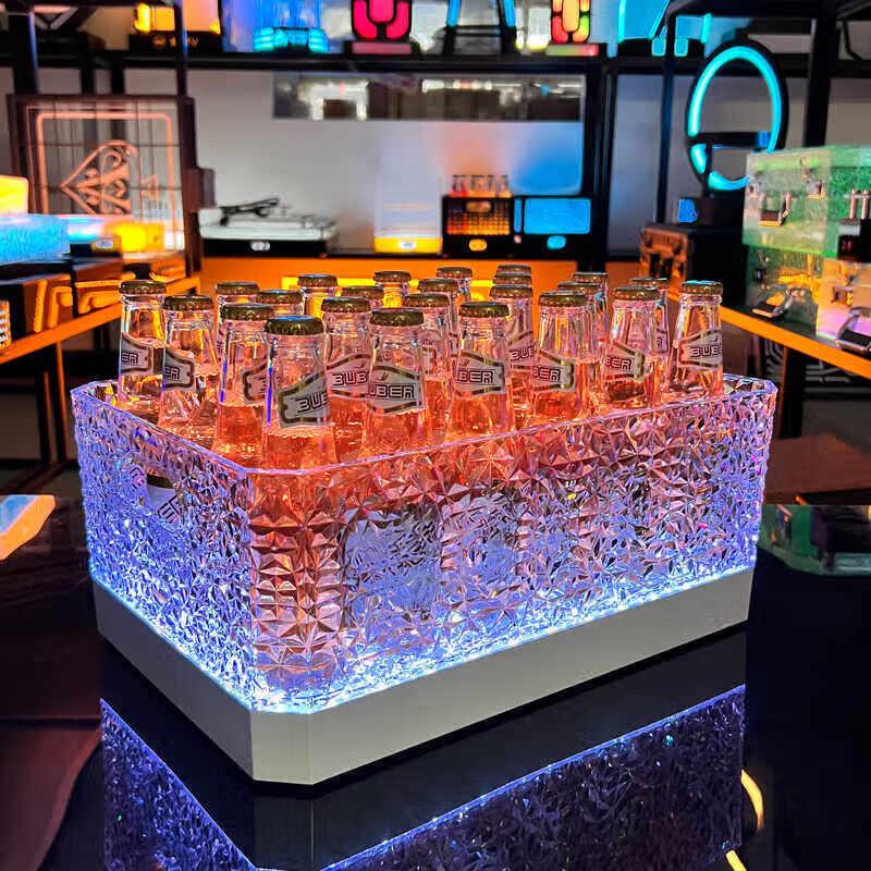 ZISIZ Upgraded Ice Pattern Illuminated Bar Wine Display Rack