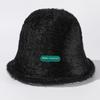 Rabbit Hair Bucket Hat Women's Autumn Winter Solid Color Plush Fisherman Hat Warm Basin Hat