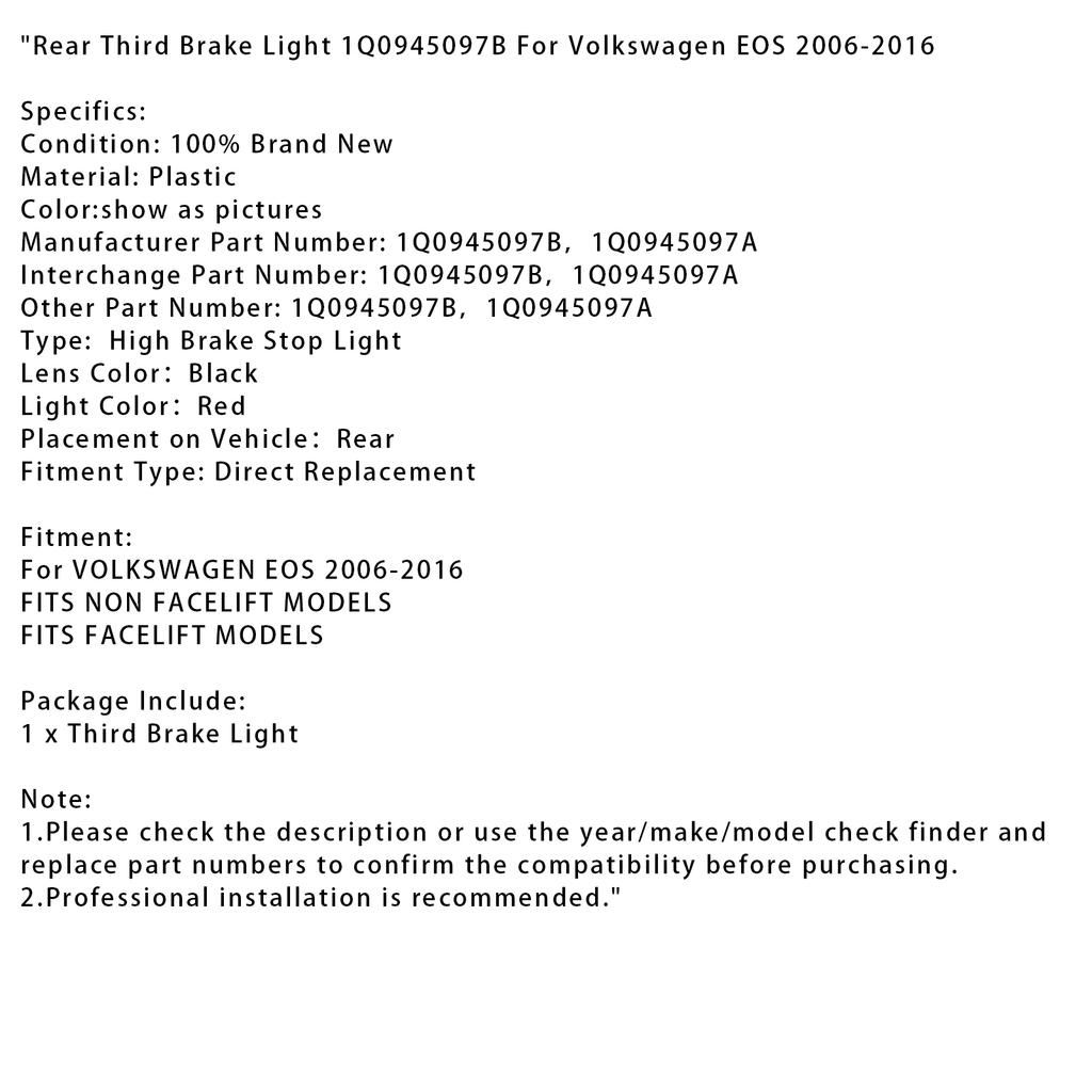 Rear Third Brake Light 1Q0945097B For Volkswagen EOS 2006-2016