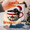 Yousheng Dachshund Christmas Ornament Puppy In Mug Christmas Tree Ornament 2D Acrylic Dachshund Hanging Decor Gifts for Dog Lovers