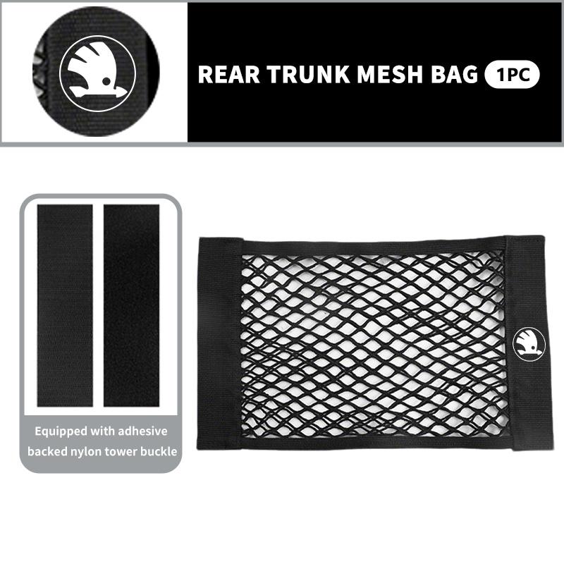 Car Rear Trunk Net Mesh Elastic Nylon Back Cargo Storage Organizer Holder Auto Accessories For Skoda Fabia Kamiq Superb Scala CB4