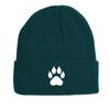 White Cat Paw Print Print Knitted Cap Beanie, Man Cap Stretchy Winter Simple Bobble Hat Knit Hat Beanie