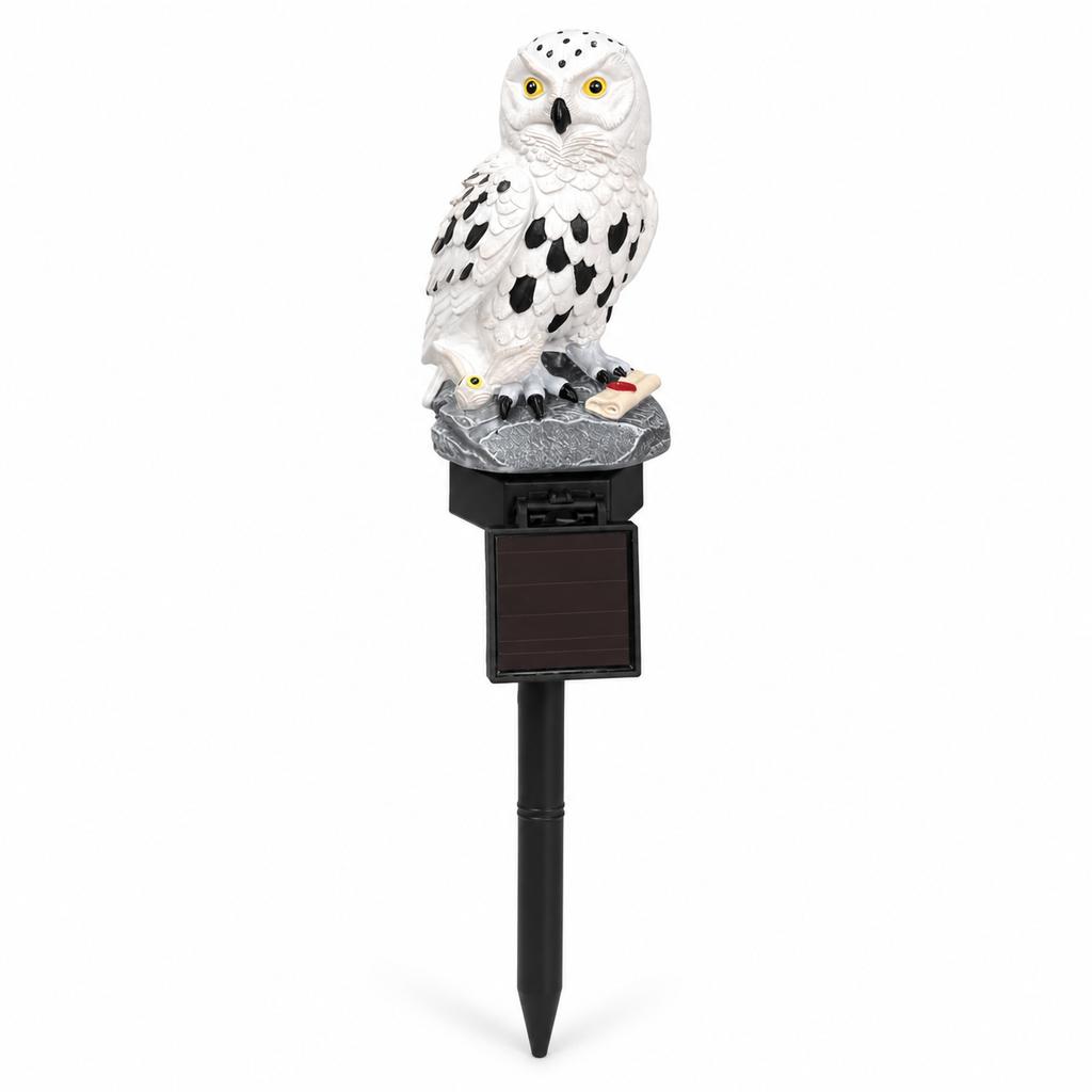 White Owl Solar Garden Light Outdoor Decorative Stake Lamp for Patio Pathway Flower Bed Lawn Decor