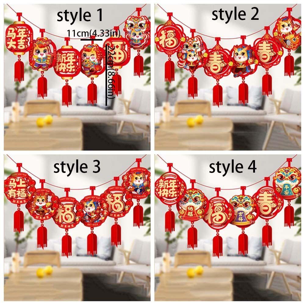 Cartoon 2026 New Year Hanging Flag Chinese Style Spring Festival Banner Bunting Garland  Home Decor