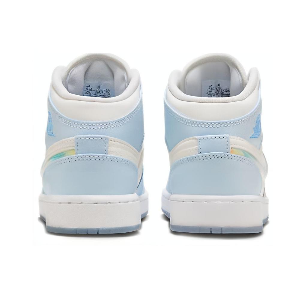 Детские кроссовки Air Jordan 1 Mid SE GS Glitter Swoosh Blue Blue-Tint Summit-White FQ9117-400
