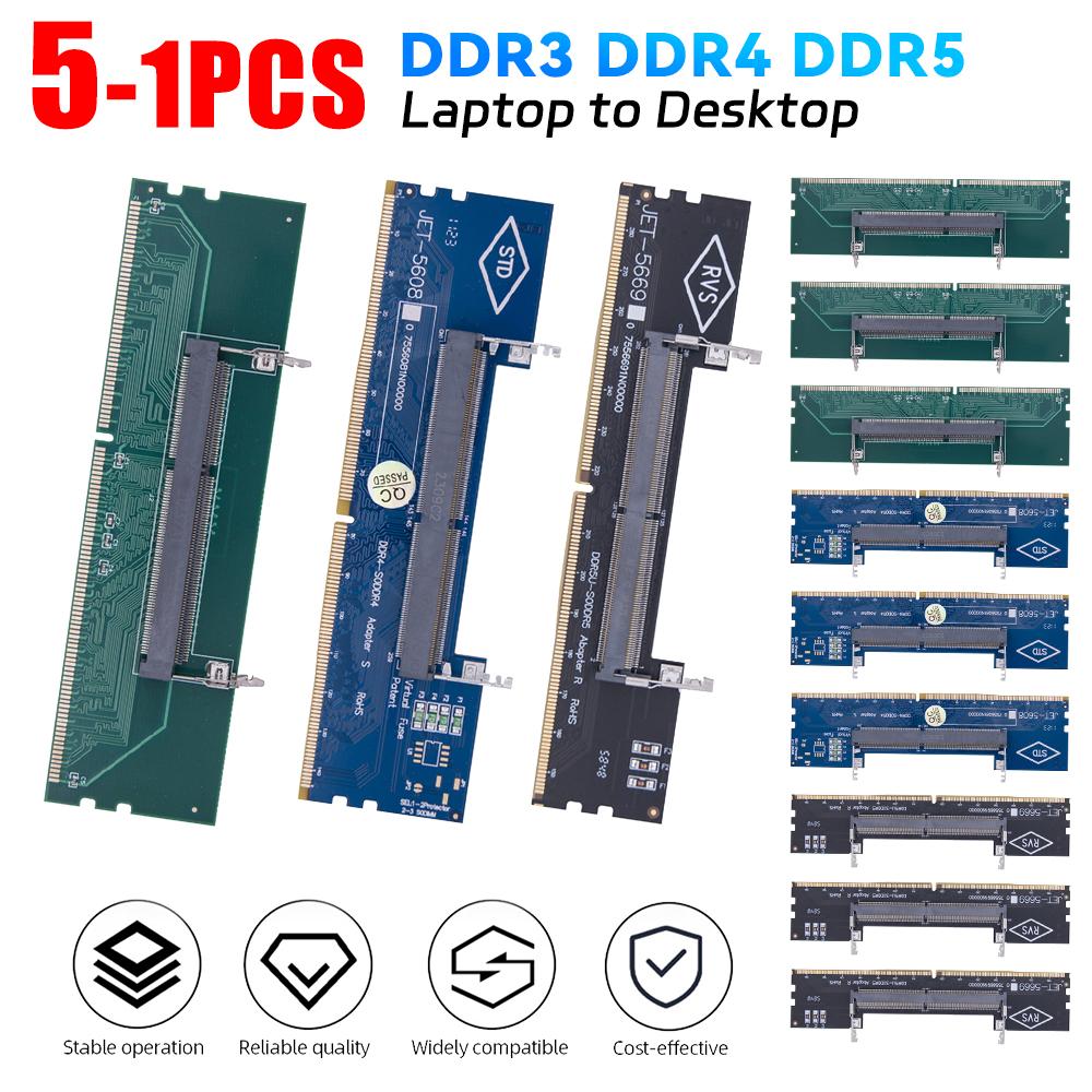 5-1PCS DDR3 DDR4 Адаптер памяти для ноутбука и настольного компьютера SO-DIMM к PC DIMM Card Connector Card Memory Stick RAM Connector Adapter
