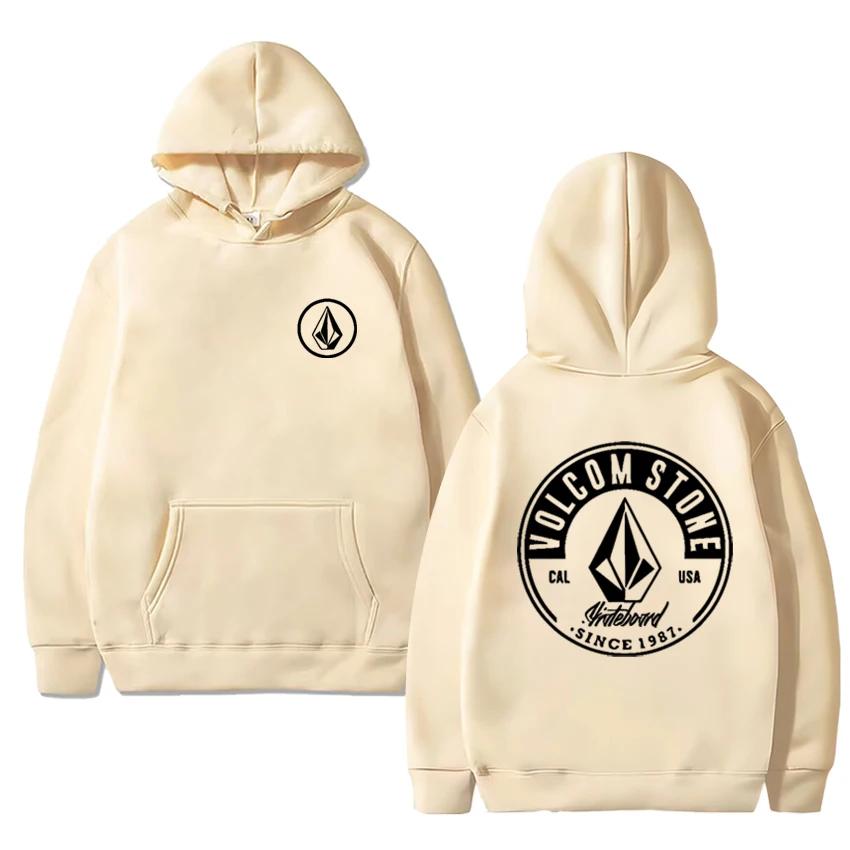 Volcom Men Oversized Long-sleeve Hoodie Hip-hop Fashion Casual Street Outdoor Y2K Fleece Autumn and Winter Sweatshirt Clothing