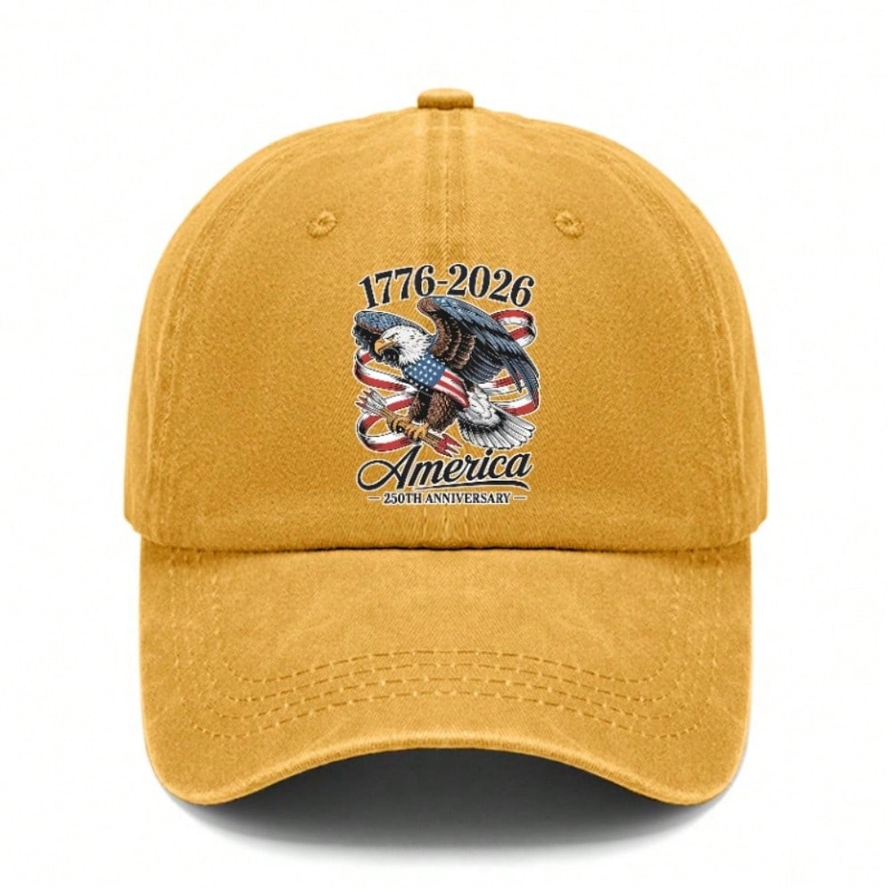 [Vintage American Flag Cap] 250 Years Of Freedom 1776-2026 Print Unisex Polyester Adjustable Breathable Sun Protection Baseball Hat For Patriotic