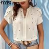 Women's Fashion Casual Summer Spring Love Print Short Sleeve V-Neck Blouses & Shirts
