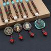 Handmade Nepal Buddhist Mala Beads Pendant Necklace Ethnic Wooden Long Jewelry Accessories