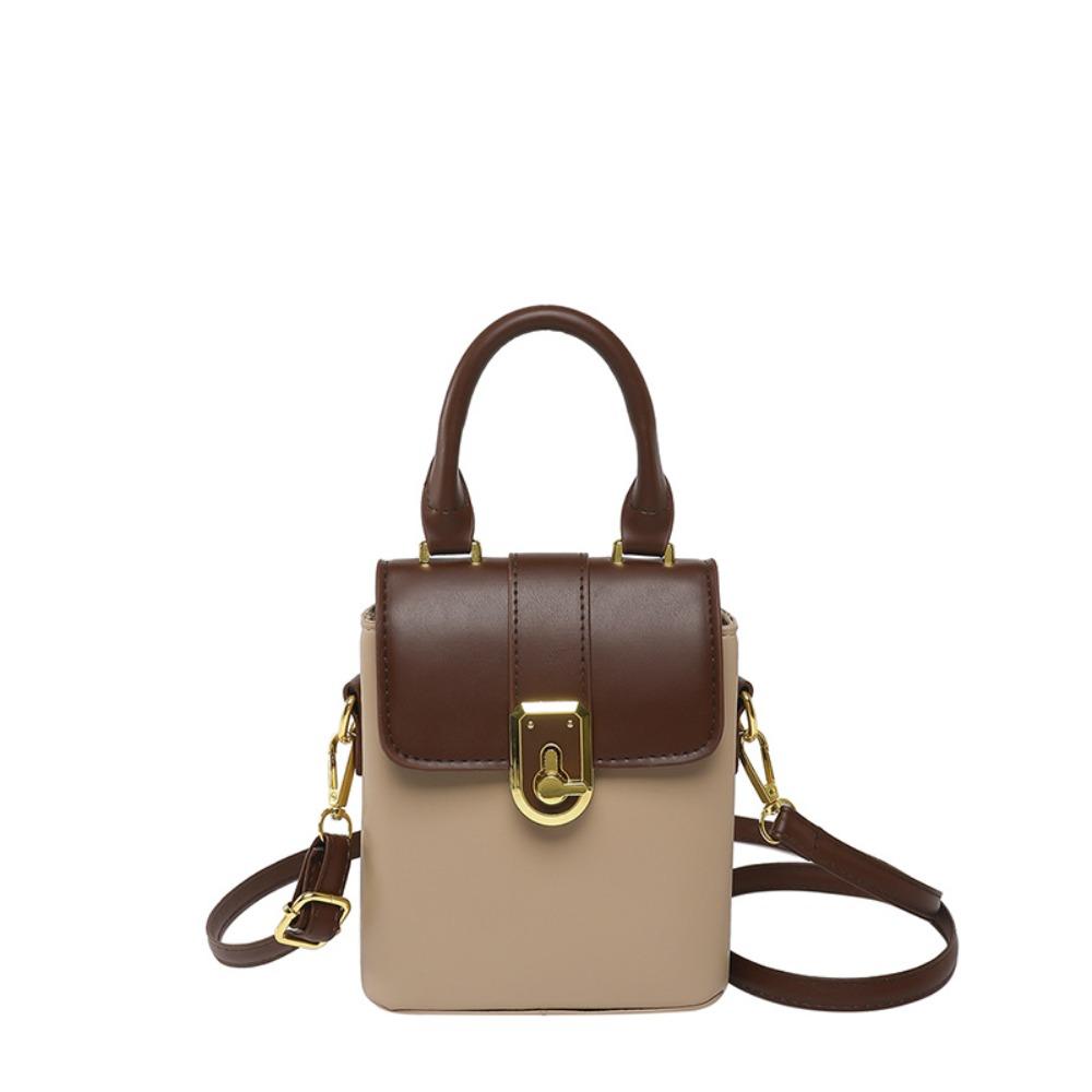 Korean Style Contrast Color Phone Bag Handbag Ins Square Tote Bag Simple Shoulder Bag Travel