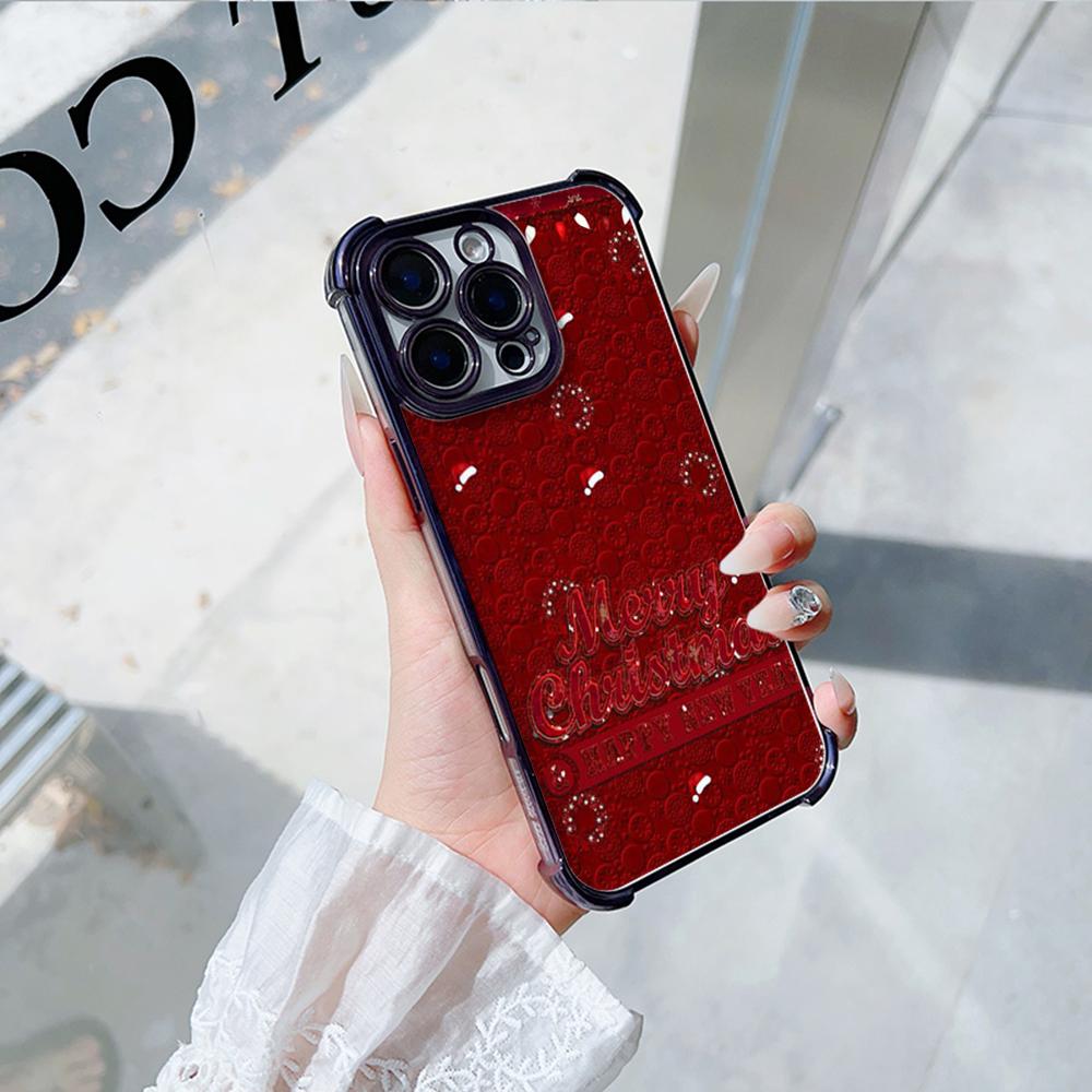 Чехлы для телефонов Ae114 Merry Christmas Christmas tree art из гальванизированного ТПУ для Samsung A54 A12 A14 S22 S23 S24 Ultra A55 A15 с четырьмя защитными углами