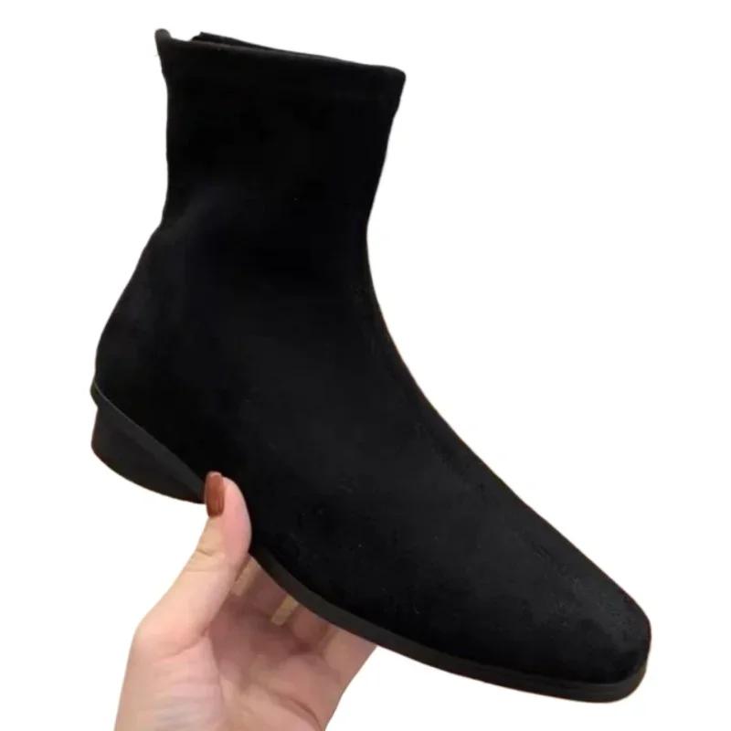 Леопардовые высокие каблуки ботильоны женские замшевые туфли с квадратным носком 2025 тренд челси короткие плюшевые теплые сексуальные массивные ботинки женские