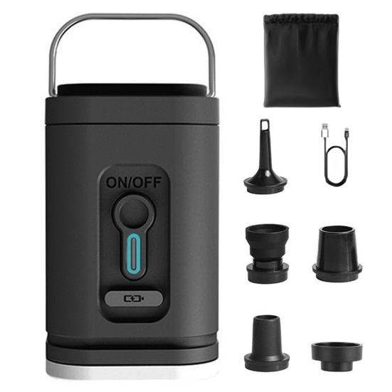 Mini Cordless Air Pump with 5 Nozzles Camping Light 2400mAh USB Inflatable Swimming Ring Float Air Mattress Bed Electric Inflator Deflator Pump