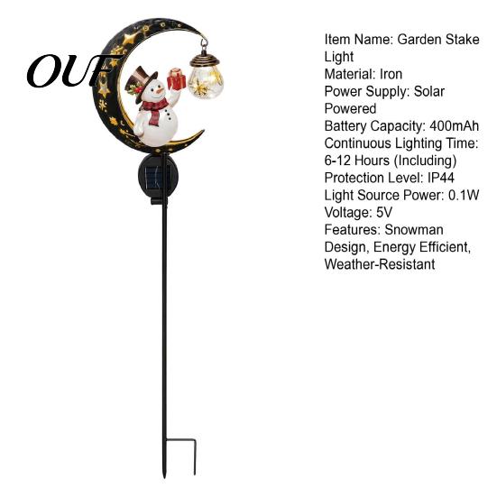 Easy Installation Outdoor Path Lights Snowman Garden Stake Light, Solar Powered Crescent Moon Lamp, Decorations for Walkways Warm Glow Waterproof
