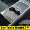 For Tesla Model 3 Y 2024 2024 2024 2024 ABS Carbon Car Central Control Front Water Cup Holder Trim Cover Mat Decoration Sticker