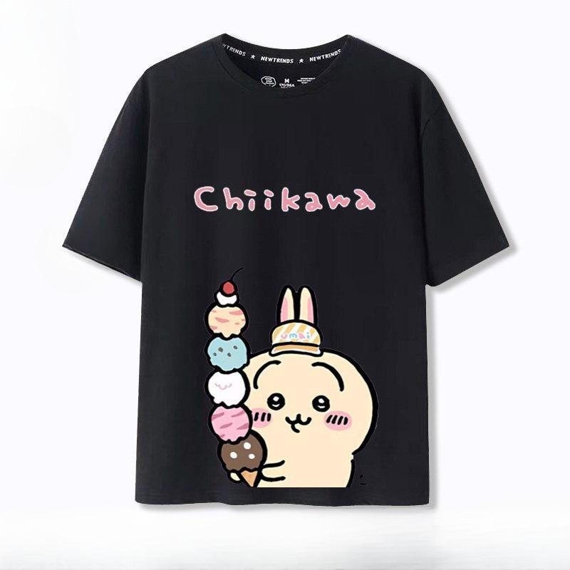 Chiikawa Japanese Cartoon Graphic TShirt Men Women Couple Casual Summer ShortSleeve Oversized Harajuku Streetwear Gift Top