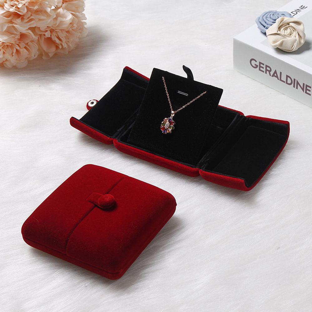 Travel Solid Color Velvet Jewelry Box Double Open Jewelry Box Bracelet Holder Case Gift Box