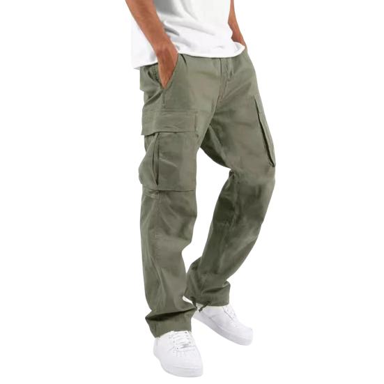 Men Cargo Pants Drawstring Waist Casual Trousers Multi-Pocket Loose Joggers Athletic Trousers for Daily Wear Exercise Street