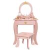 Coiffeuse Enfant - GINGER HOME - Bois Massif - Miroir Ovale - Accessoires Inclus