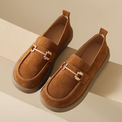 Ретро матовые туфли на плоской подошве из кожи женские весенние новинки 2024 года однопедальные ленивые шапочки для беременных женщин одинарные туфли на плоской подошве