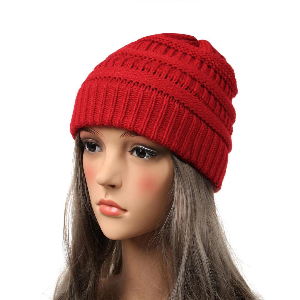 New Autumn And Winter Wool Cap European And American Women's Capped Cap Warm Knitted Cap Simple Solid-Coloured Cap